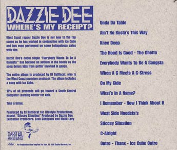Dazzie Dee - Where's My Receipt (Back)