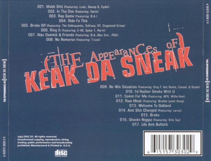 Keak Da Sneak - The Appearances Of (Back)
